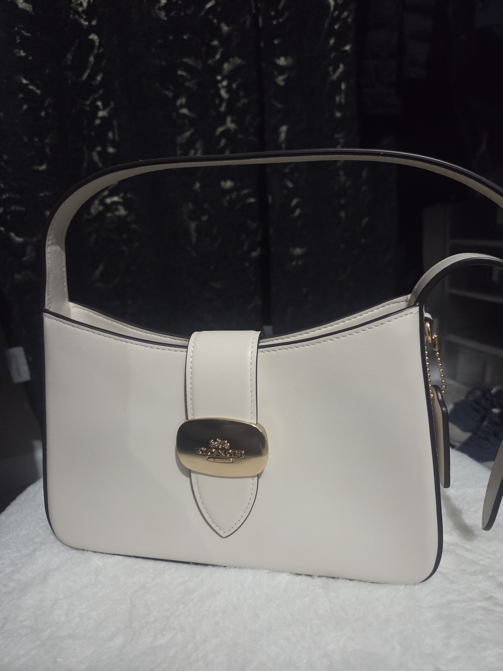 Coach Cream Shoulder Bag with Gold Hardware